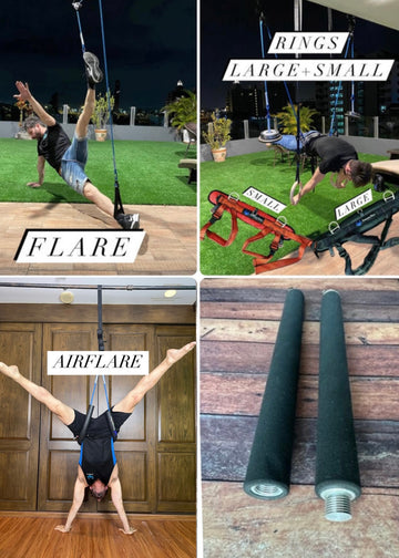 套餐8(节省261美元)引体向上杆+ air flare + flare + rings 系统(大号和小号吊带)