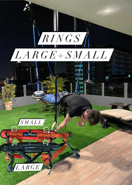 ชุดบันเดิล 2 (ประหยัด 65 ดอลลาร์สหรัฐ) rings & backflip ระบบ (สายรัดขนาดใหญ่และขนาดเล็ก)