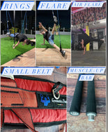 BUNDLE 8 ( SAVE 255 USD) muscle up bar+ air flare + flare + rings system( large and small harness)