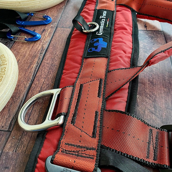 Kid/small red harness — close up